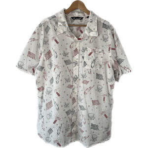 TRAVIS MATHEW Golf 4th July Patriotic USA Reverse Print Button Up Shirt Men's XL